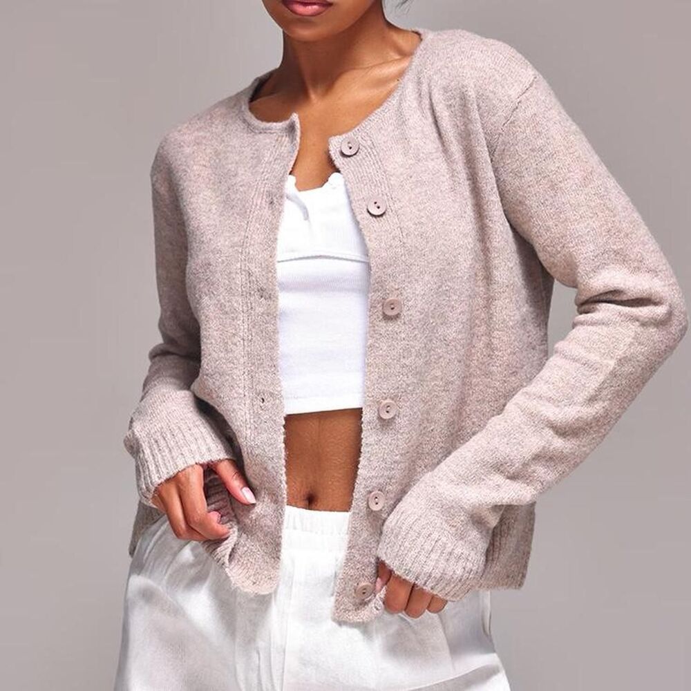 PrettyLittleThing Taupe Melange Soft Knit Cardigan